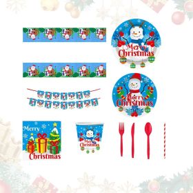 Christmas 10-piece set   Set Party Supplies Snowman Disposable Tableware Paper Plates and Napkins Banners Plastic tablecloths Cutlery Serves 60 f