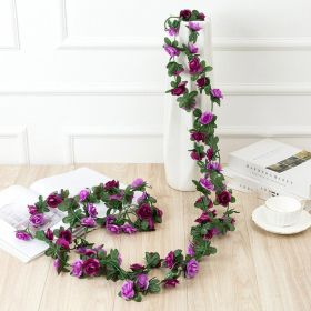 1pc 98.43inch/8.2ft Rose Artificial Flowers; Artificial Flower Christmas Garland; Fake Rose Vine For Wedding Home Room Decoration Spring Autumn G (Color: purple, Quantity: 1pc)