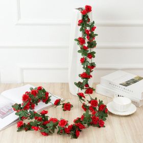 1pc 98.43inch/8.2ft Rose Artificial Flowers; Artificial Flower Christmas Garland; Fake Rose Vine For Wedding Home Room Decoration Spring Autumn G (Color: Red, Quantity: 1pc)