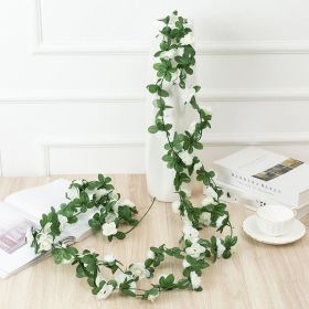1pc 98.43inch/8.2ft Rose Artificial Flowers; Artificial Flower Christmas Garland; Fake Rose Vine For Wedding Home Room Decoration Spring Autumn G (Color: White, Quantity: 1pc)