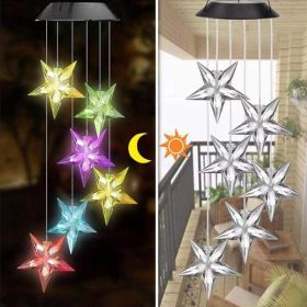 LED Colorful Solar Power Wind Chime Crystal Hummingbird Butterfly Waterproof Outdoor Windchime Solar Light for Garden outdoor (Emitting Color: 04, Ships From: China)