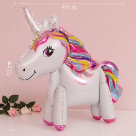 60cm 3D Unicorn Balloon Foil Inflatable Rainbow Birthday Balloons Wedding Baby Shower Kid Birthday Party Decorations Globos Gift (Color: 3D Unicorn white, Ballon Size: As shown)