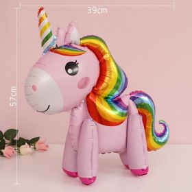 60cm 3D Unicorn Balloon Foil Inflatable Rainbow Birthday Balloons Wedding Baby Shower Kid Birthday Party Decorations Globos Gift (Color: 3D Unicorn pink, Ballon Size: As shown)