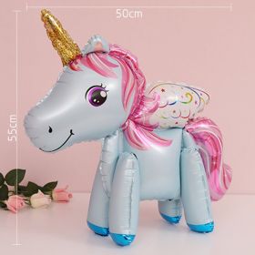 60cm 3D Unicorn Balloon Foil Inflatable Rainbow Birthday Balloons Wedding Baby Shower Kid Birthday Party Decorations Globos Gift (Color: 3D Unicorn wing B, Ballon Size: As shown)