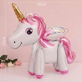 60cm 3D Unicorn Balloon Foil Inflatable Rainbow Birthday Balloons Wedding Baby Shower Kid Birthday Party Decorations Globos Gift (Color: 3D Unicorn wing W, Ballon Size: As shown)